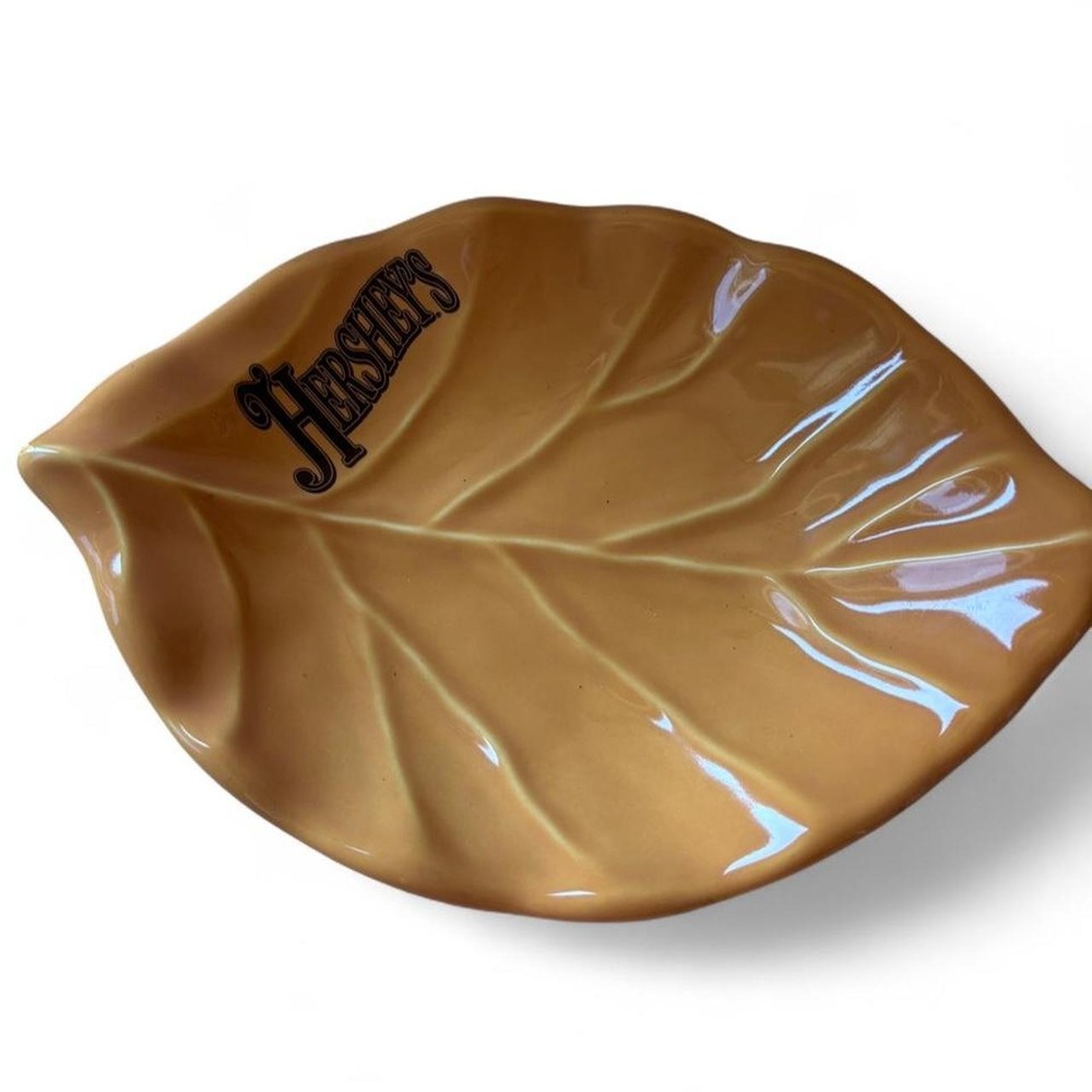 Vintage 2000 Pfaltzgraff Hershey's Leaf Candy Dish Yellow Glazed Ceramic